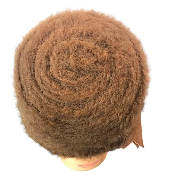An Everett Needlepoint Original Vintage 60s Brown Wool‎ Mod Cloche Bucket Hat - Picture 8 of 11